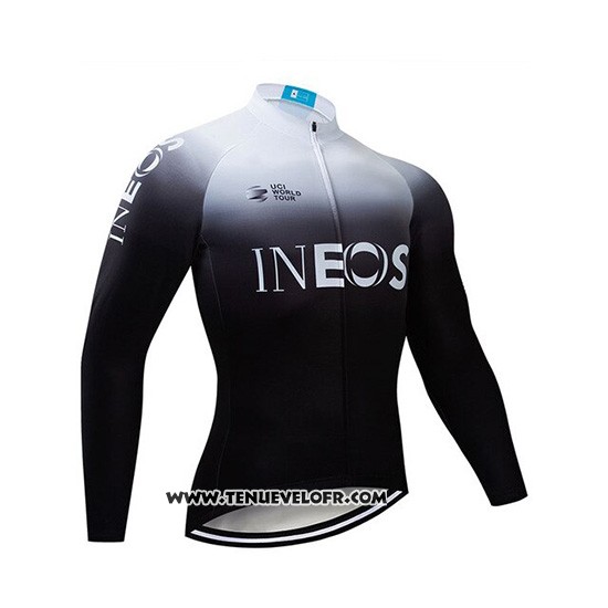 2019 Maillot Ciclismo Castelli Ineos Blanc Noir Manches Longues et Cuissard